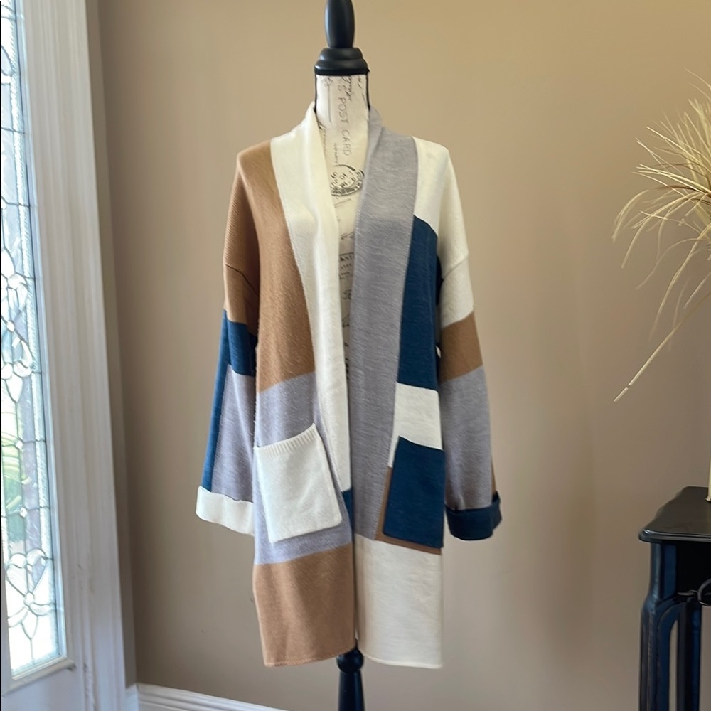 Cato Blue and White Cozy Cardigan Sweater